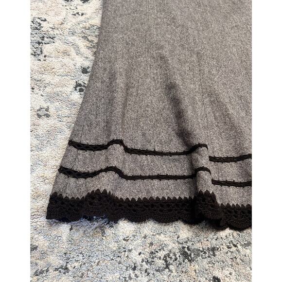 Vintage Talbots Wool Rayon Silk Blend Brown Crochet Midi Skirt Size 14 34” Waist - Picture 2 of 8